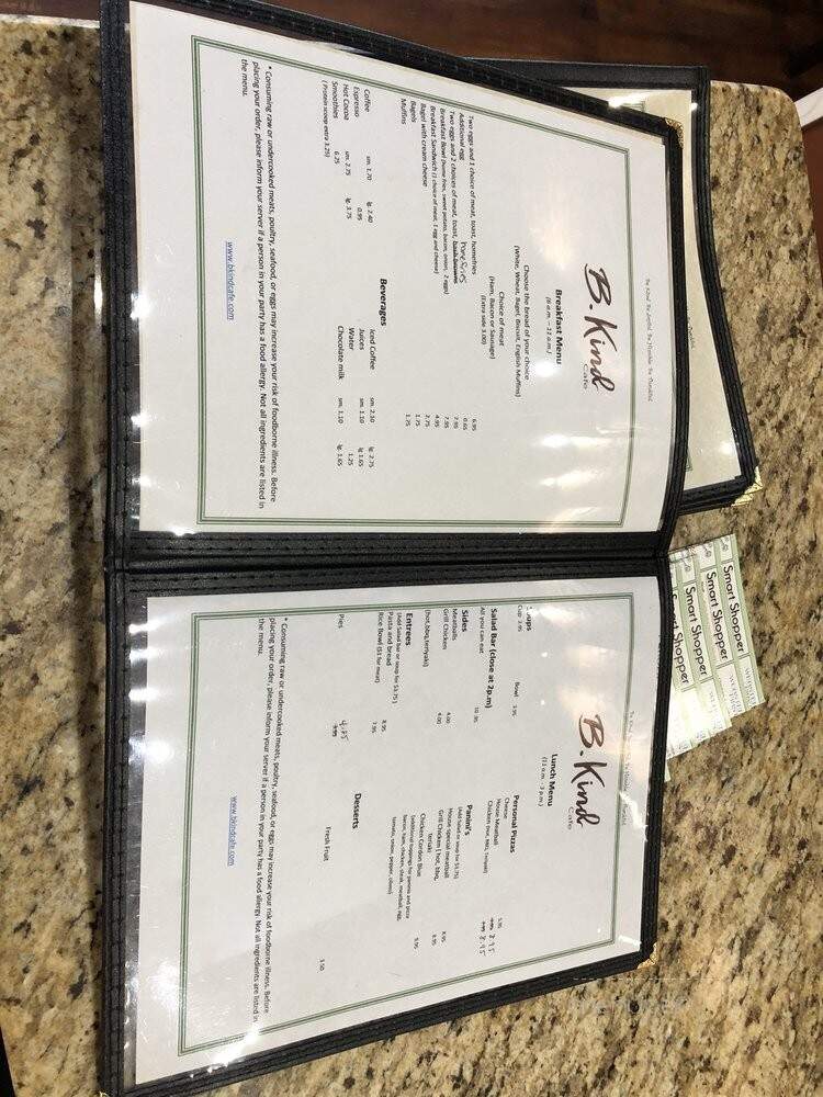 B Kind Cafe - Webster, MA menu_pic