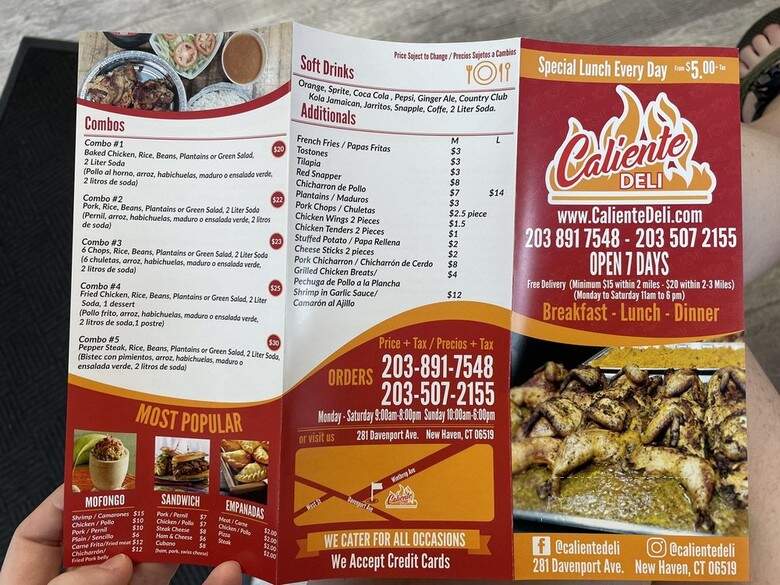 Caliente Deli - New Haven, CT menu_pic