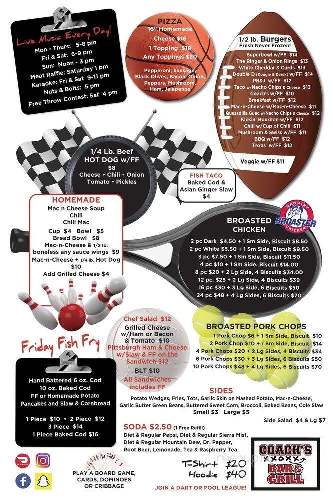 Coach's Bar and Grill - Beloit, WI menu_pic