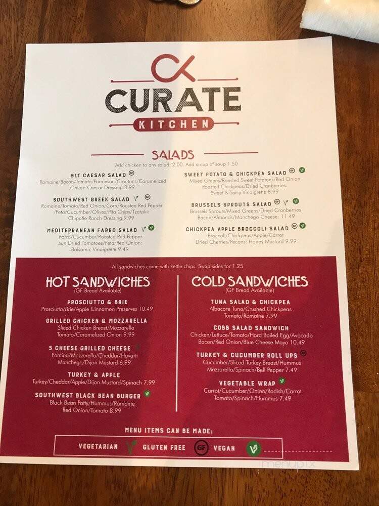 Curate Kitchen - Dixon, IL menu_pic