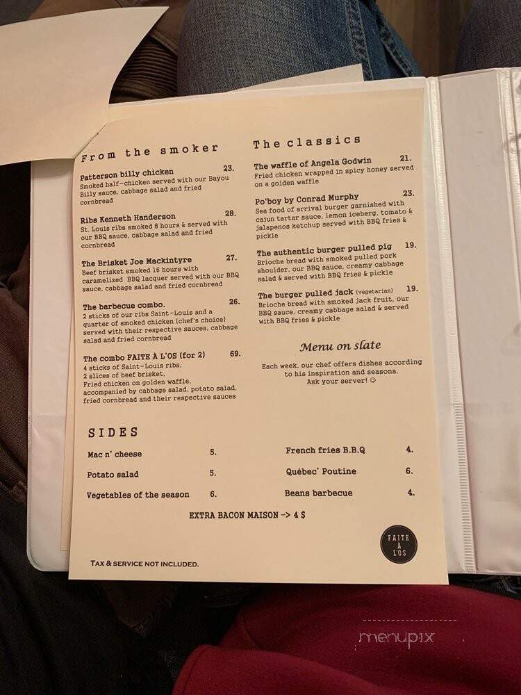 Faite a l'Os - Quebec City, QC menu_pic