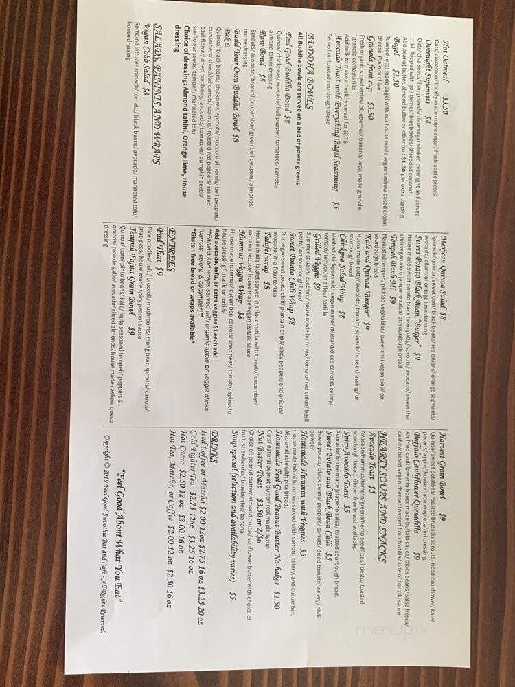 Feel Good Smoothie Bar and Cafe - Oneonta, NY menu_pic