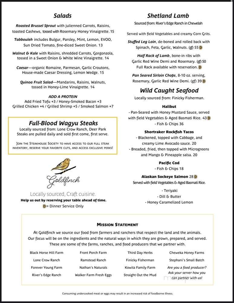 Goldfinch - Colville, WA menu_pic