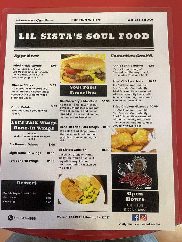 Lil Sista's Soulfood - Lebanon, TN menu_pic