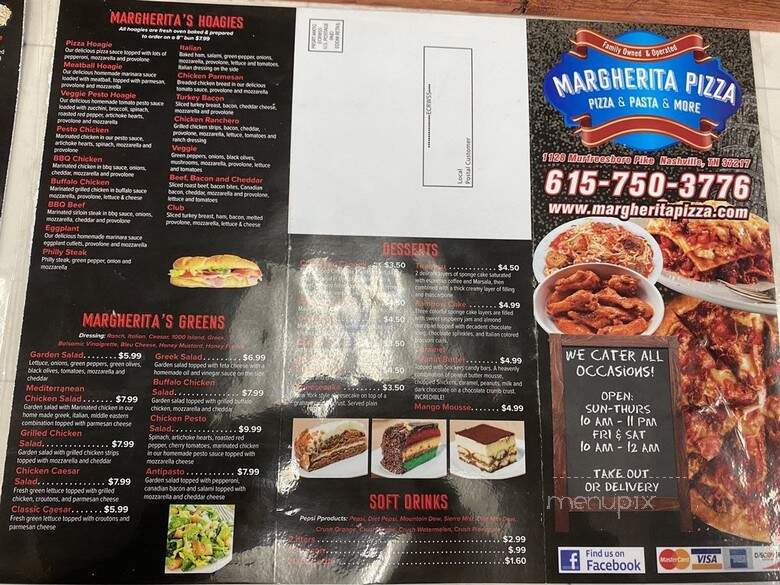 Margherita Pizza - Nashville, TN menu_pic
