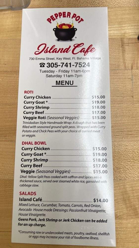 Pepper Pot Island Cafe - Key West, FL menu_pic