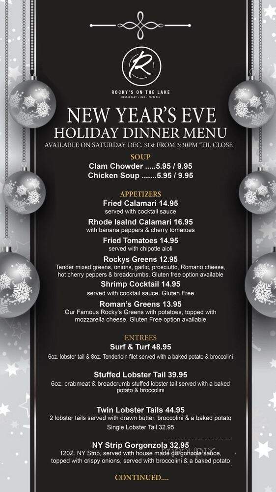 Rocky's on the Lake - Cold Brook, NY menu_pic