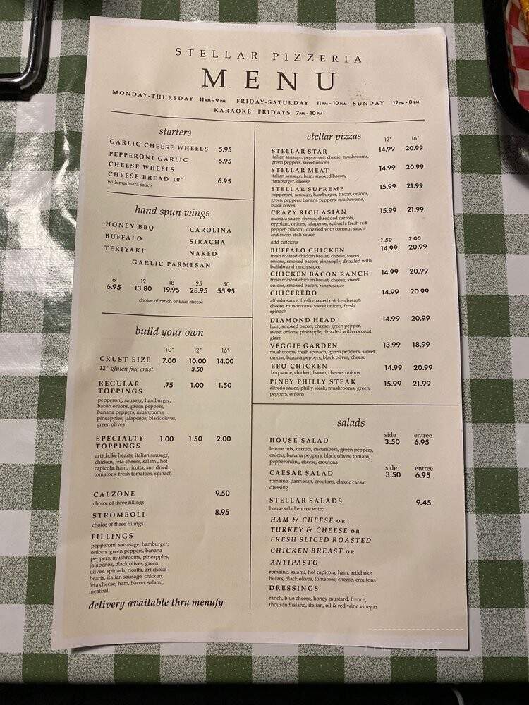 Stellar Pizzeria - Piney Flats, TN menu_pic