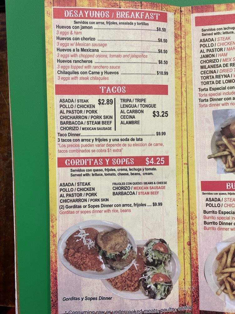Taqueria Mi Jerez - Bellwood, IL menu_pic