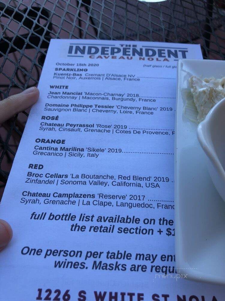 The Independent Caveau NOLA - New Orleans, LA menu_pic