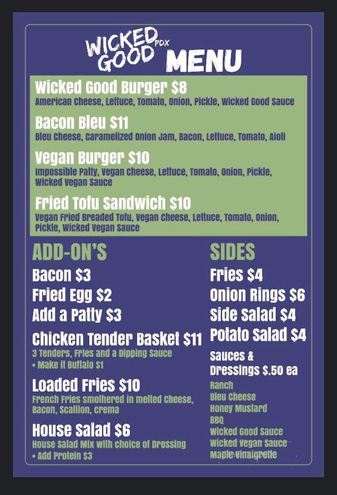 Wicked Good Subs - Portland, OR menu_pic