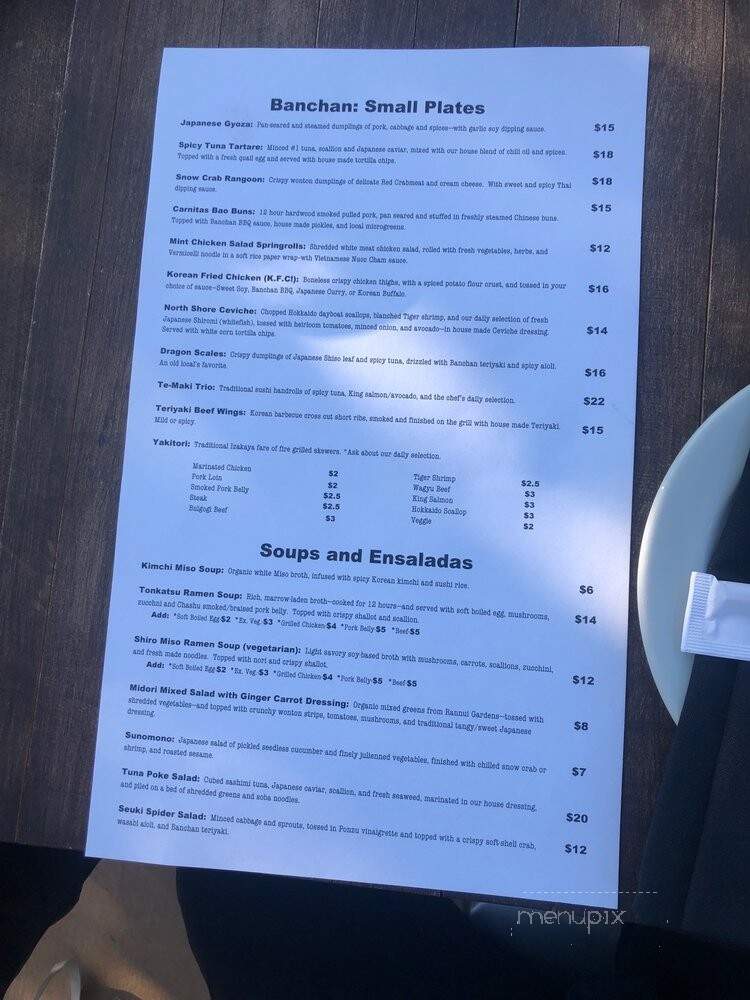 Banchan American Izakaya - Park City, UT menu_pic
