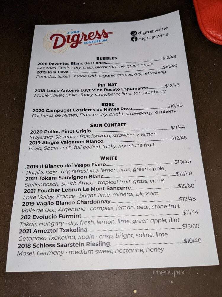 Digress Wine - Orlando, FL menu_pic