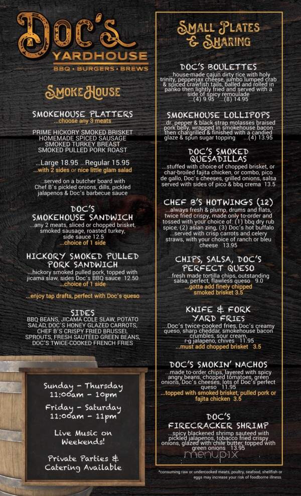 Doc's Yardhouse - Nederland, TX menu_pic