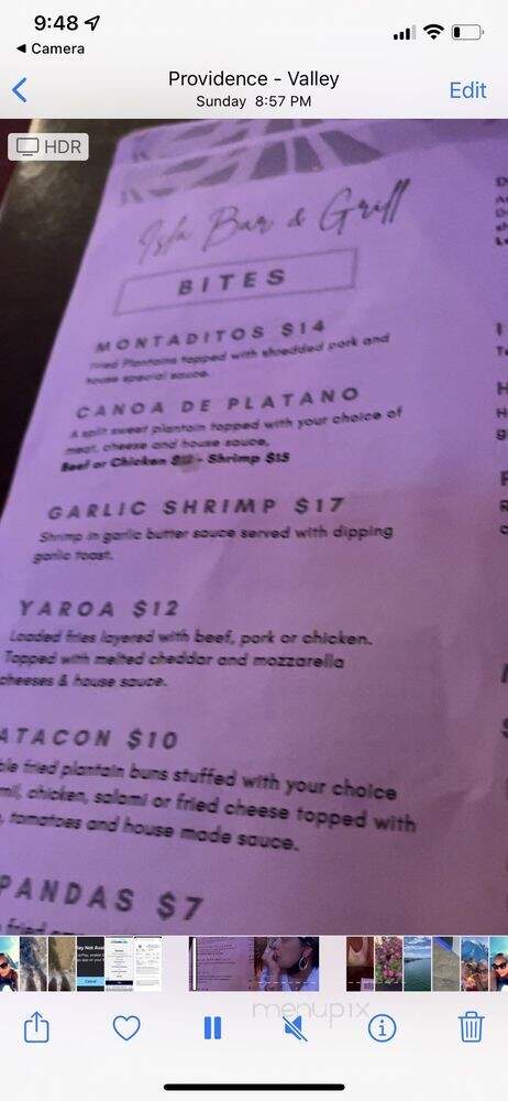 Isla Bar & Grill - Providence, RI menu_pic