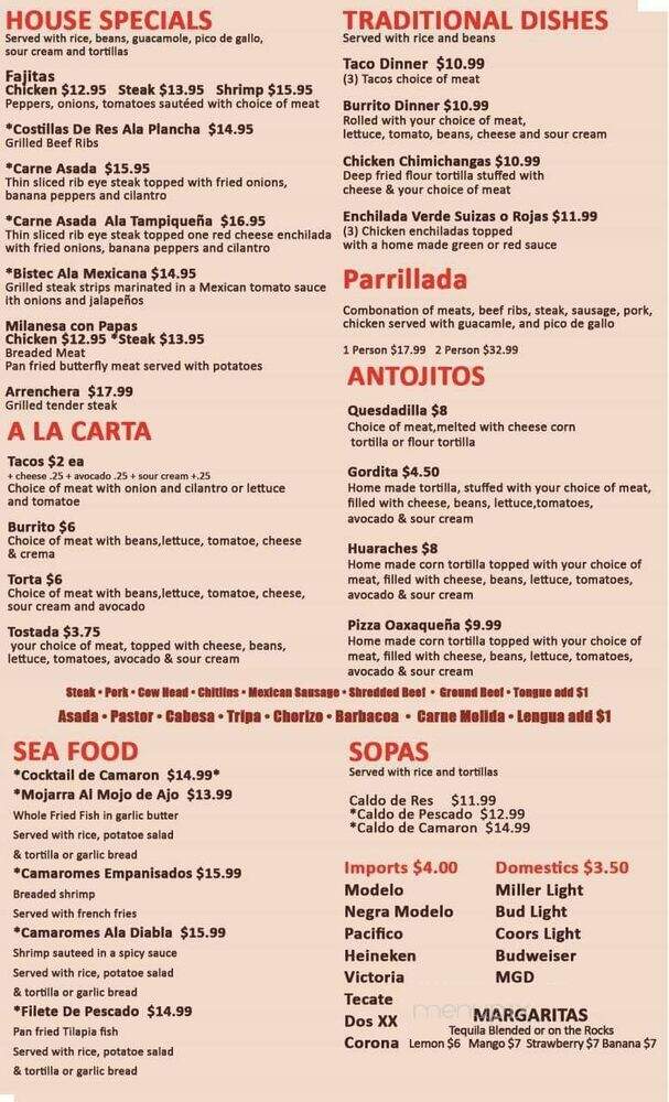 La Costena Cafe - West Allis, WI menu_pic