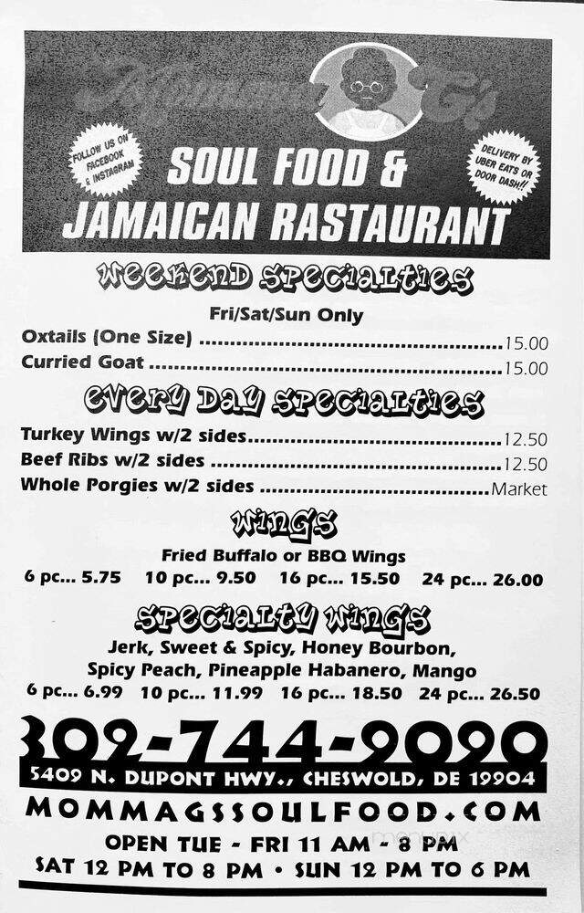 Momma G's Soul Food and Jamaican Restaurant - Dover, DE menu_pic