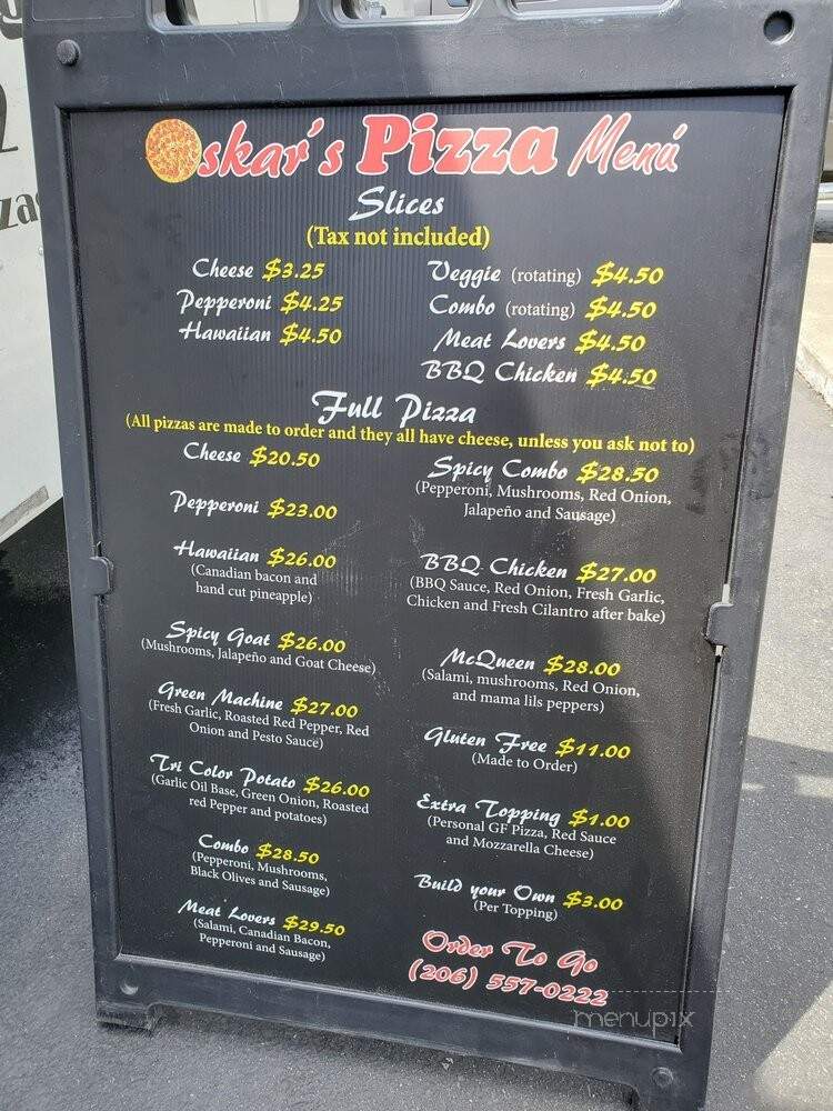 Oskar's Pizza - Seattle, WA menu_pic