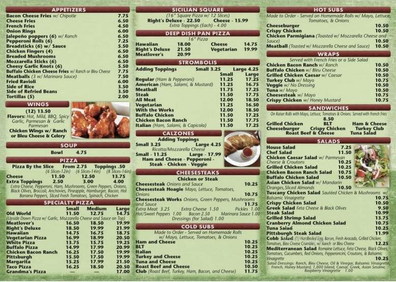 Right Pizza - Harrisburg, PA menu_pic