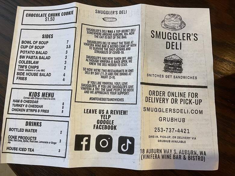 Smuggler's Deli - Auburn, WA menu_pic