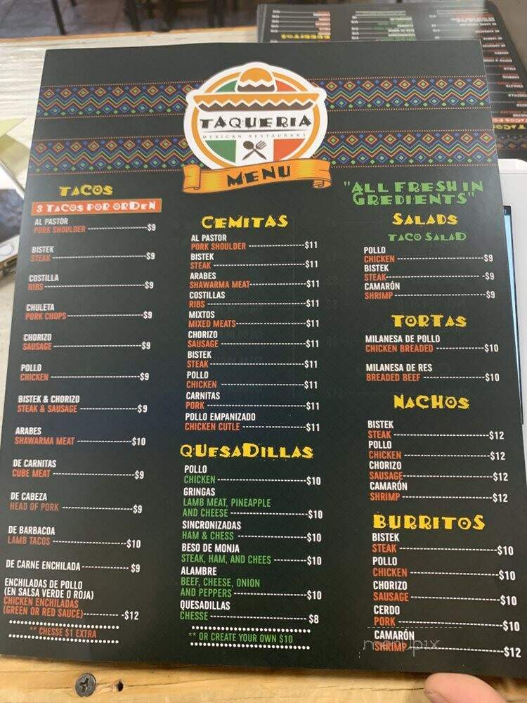 Taqueria Mexican Restaurant - Staten Island, NY menu_pic