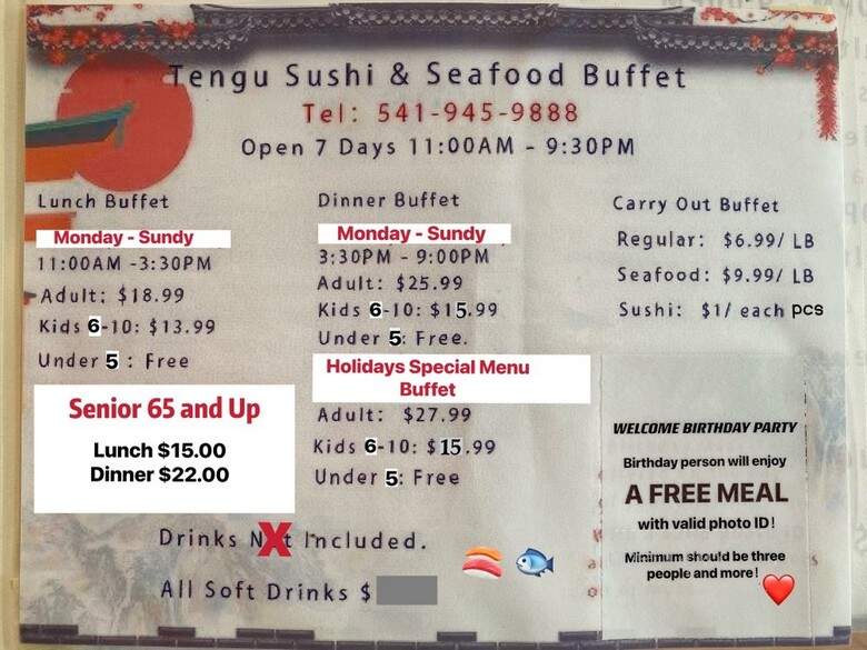 Tengu Sushi and Seafood Buffet - Roseburg, OR menu_pic