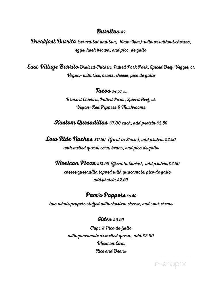 The Bang Bang Bar - Barryville, NY menu_pic
