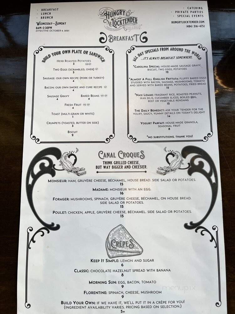 The Hungry Locktender - Riegelsville, PA menu_pic