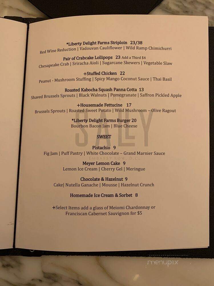 The Sally - Washington, DC menu_pic