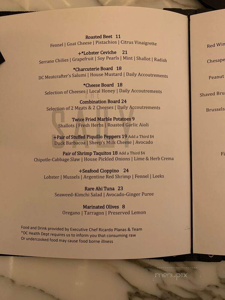 The Sally - Washington, DC menu_pic