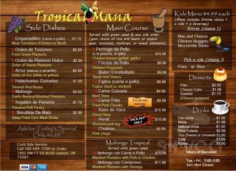 Tropical Mana - Lawton, OK menu_pic