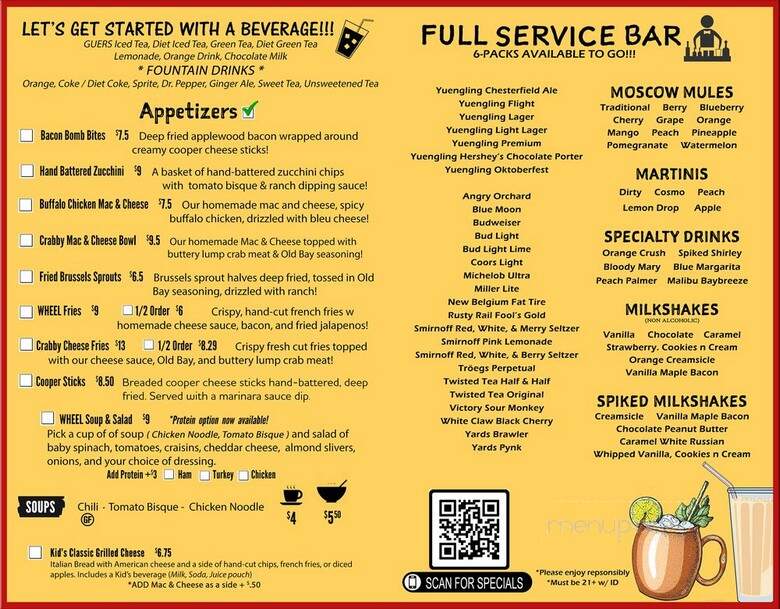 Wheel - Tamaqua, PA menu_pic