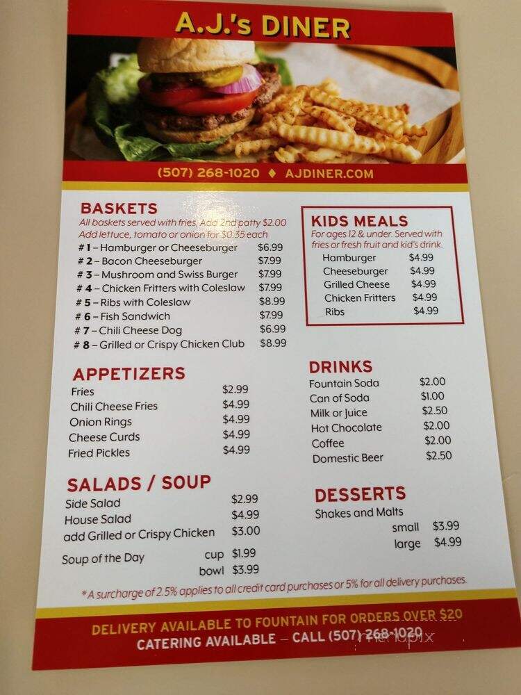 AJ's - Fountain, MN menu_pic