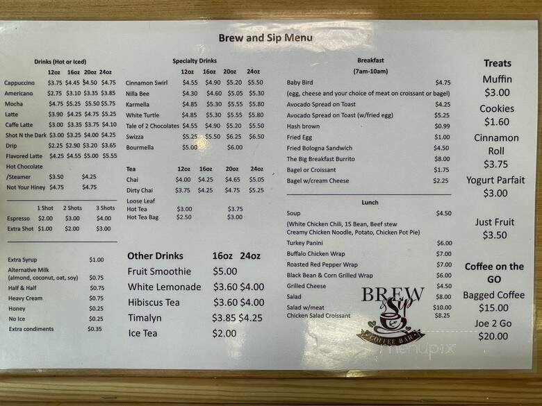 Brew & Sip Coffee Bar - Louisville, KY menu_pic