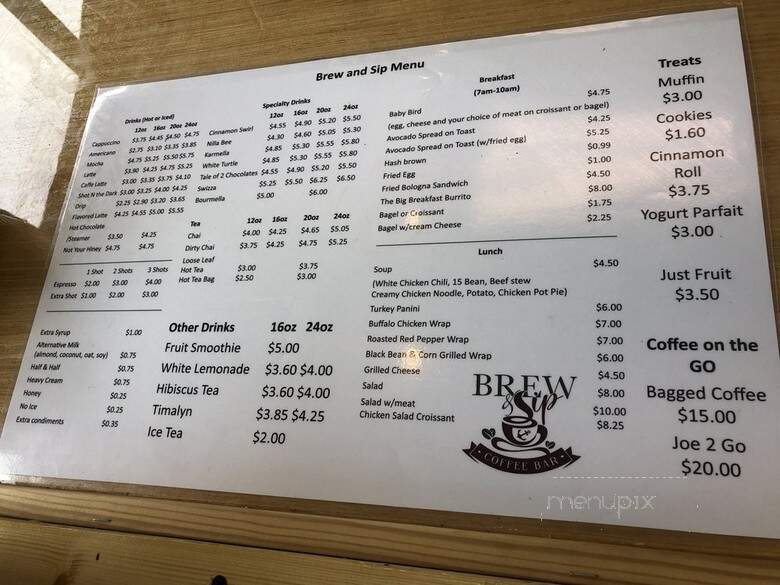 Brew & Sip Coffee Bar - Louisville, KY menu_pic