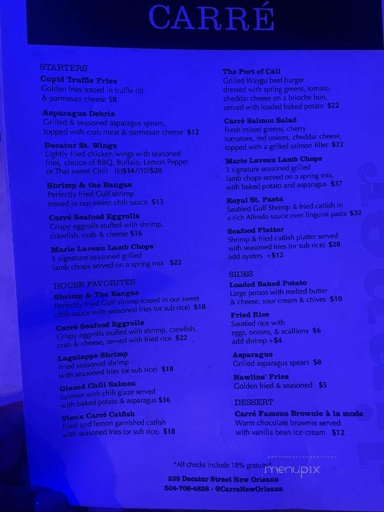 Carre Restaurant and Bar - New Orleans, LA menu_pic