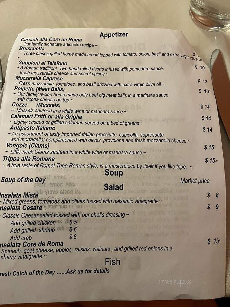 Core de Roma - Bala Cynwyd, PA menu_pic