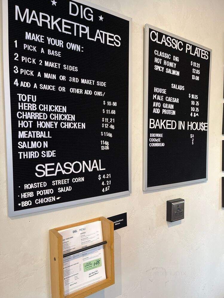 Dig - Cambridge, MA menu_pic