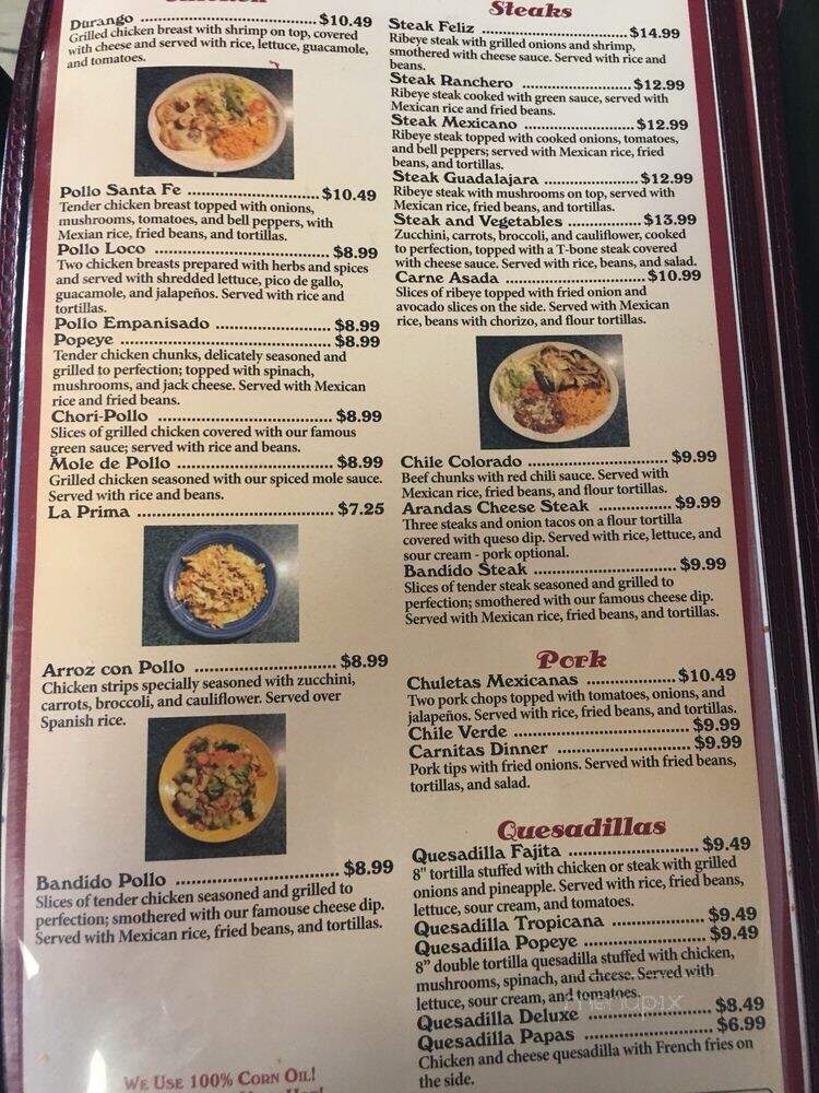 El charro - Coffeyville, KS menu_pic