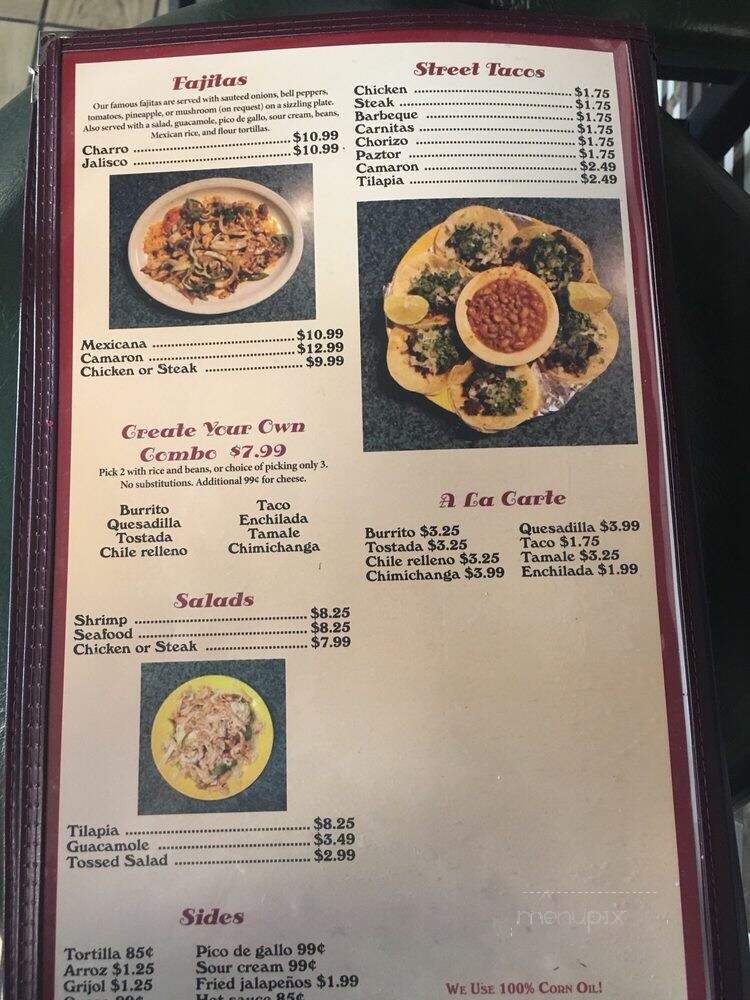 El charro - Coffeyville, KS menu_pic