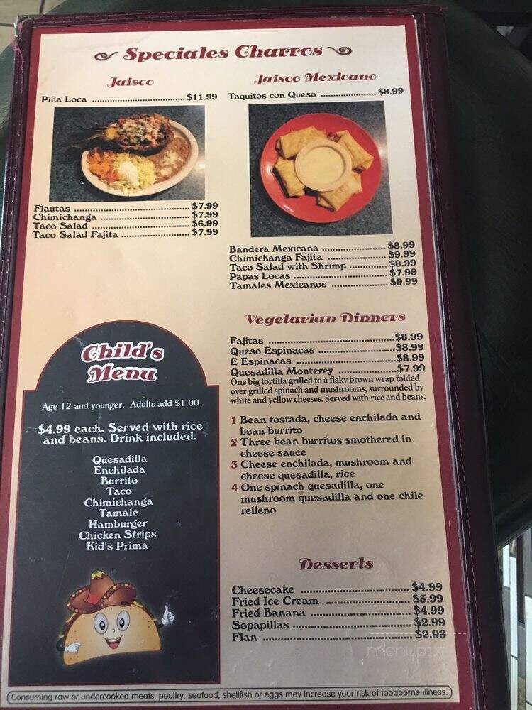 El charro - Coffeyville, KS menu_pic