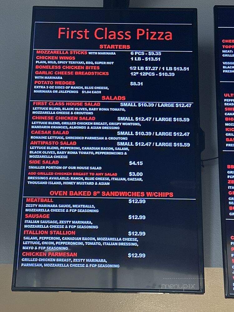 First Class Pizza - Huntington Beach, CA menu_pic