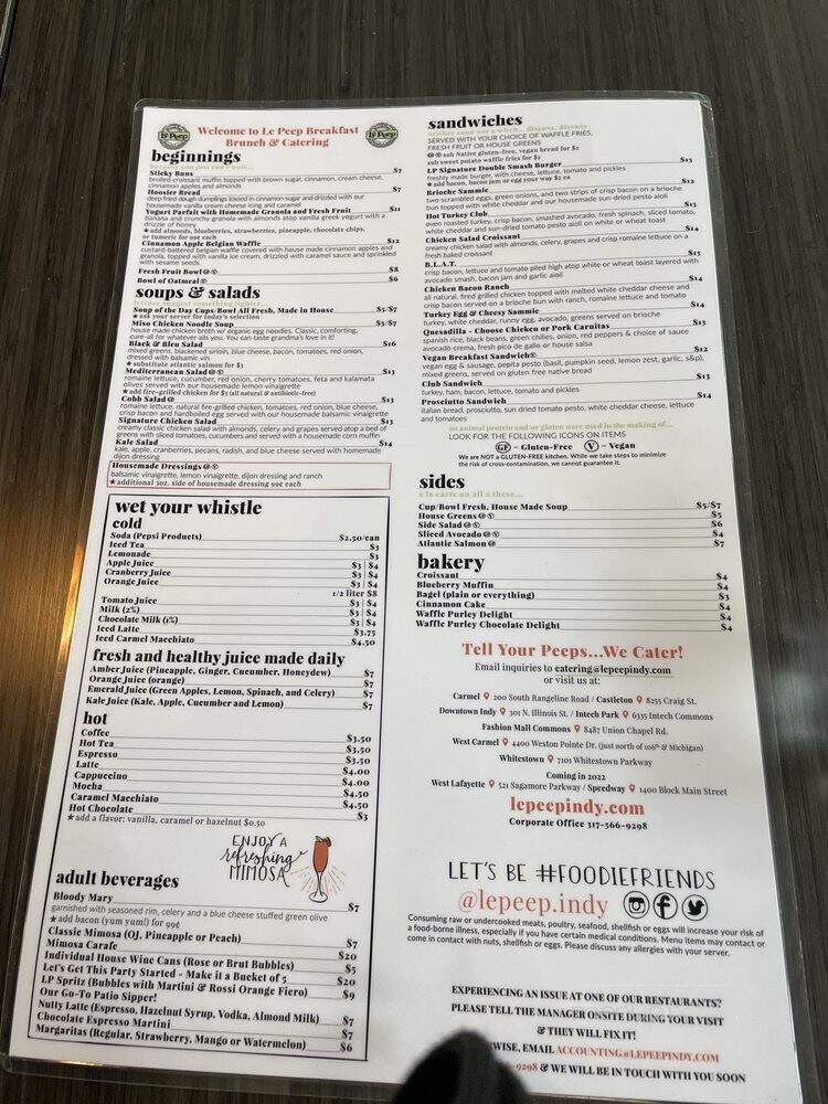 Le Peep - Carmel, IN menu_pic