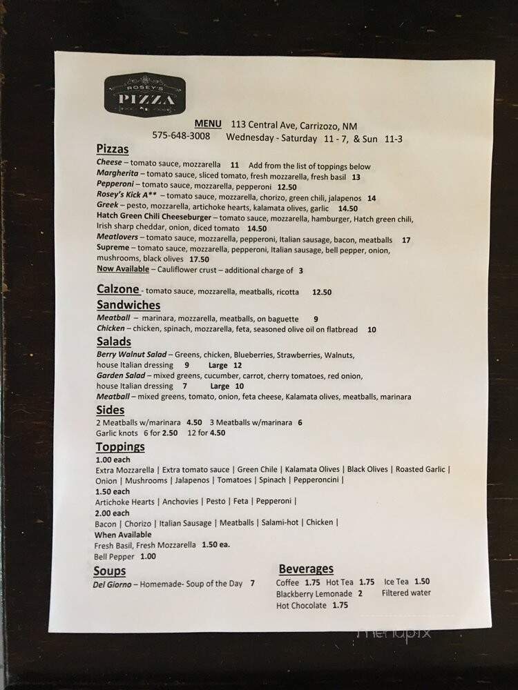 Rosey's Pizza - Carrizozo, NM