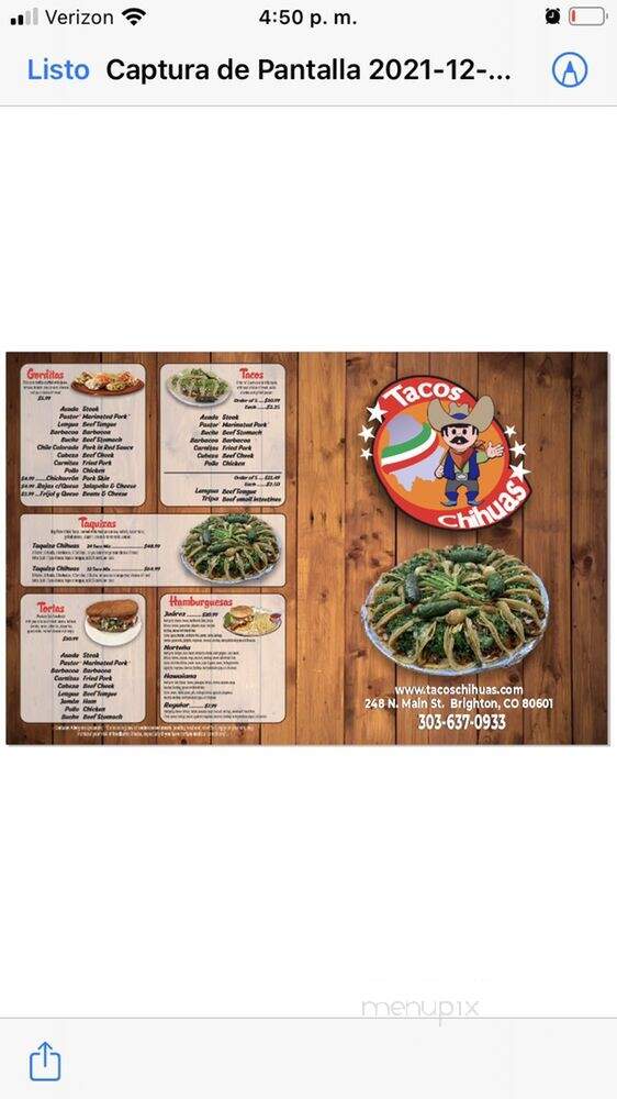 Tacos Chihuas - Brighton, CO menu_pic
