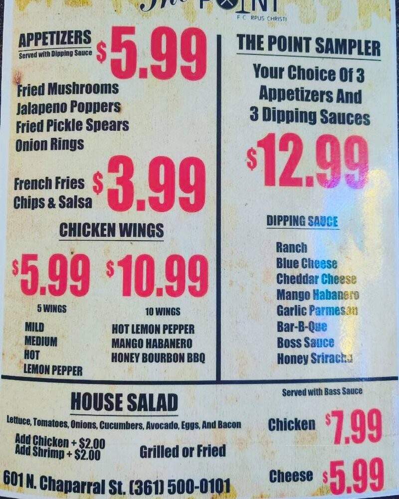 The Point of Corpus Christi - CORP CHRISTI, TX menu_pic