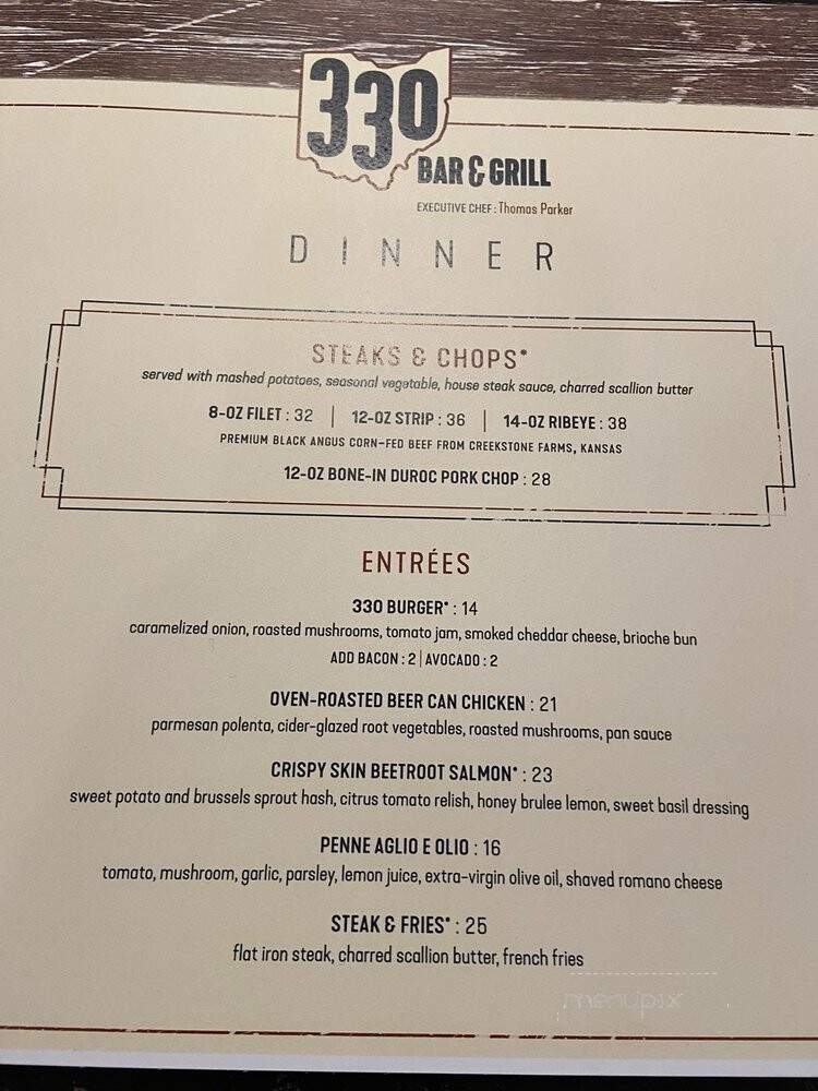 330 Bar & Grill - Canton, OH menu_pic