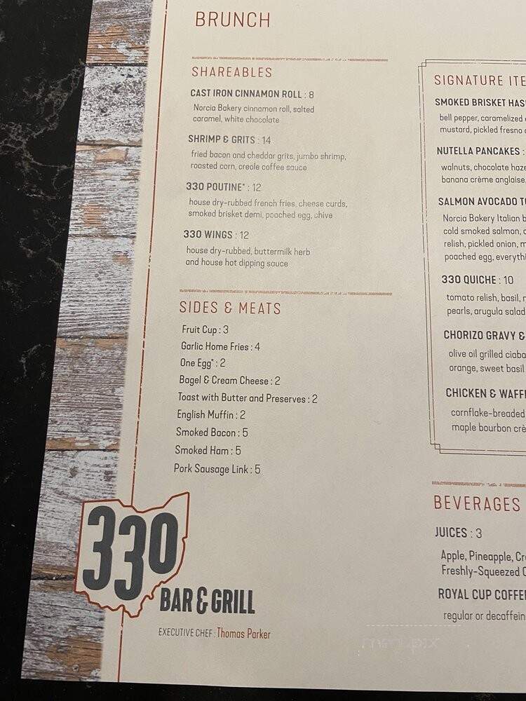 330 Bar & Grill - Canton, OH menu_pic