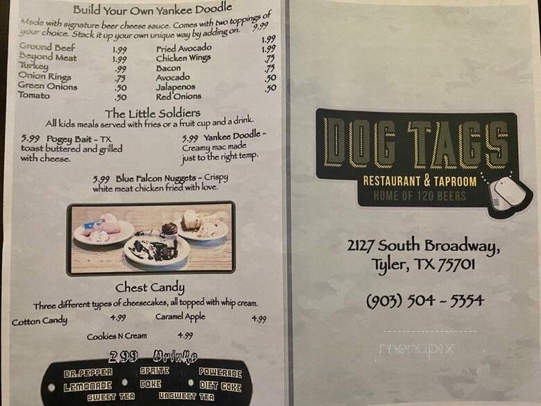 Dog Tags Restaurant & Tap Room - Tyler, TX menu_pic