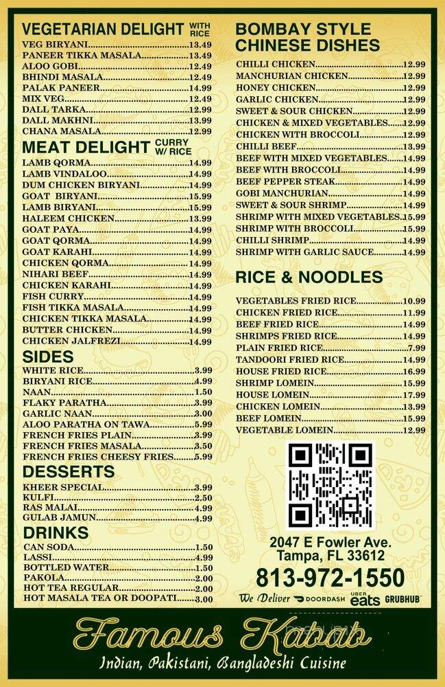 Famous Kabab Of Tampa - Tampa, FL menu_pic